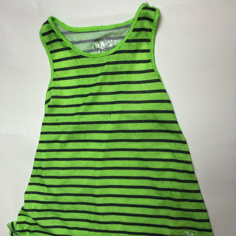 Justice green and gray striped athletic tank top